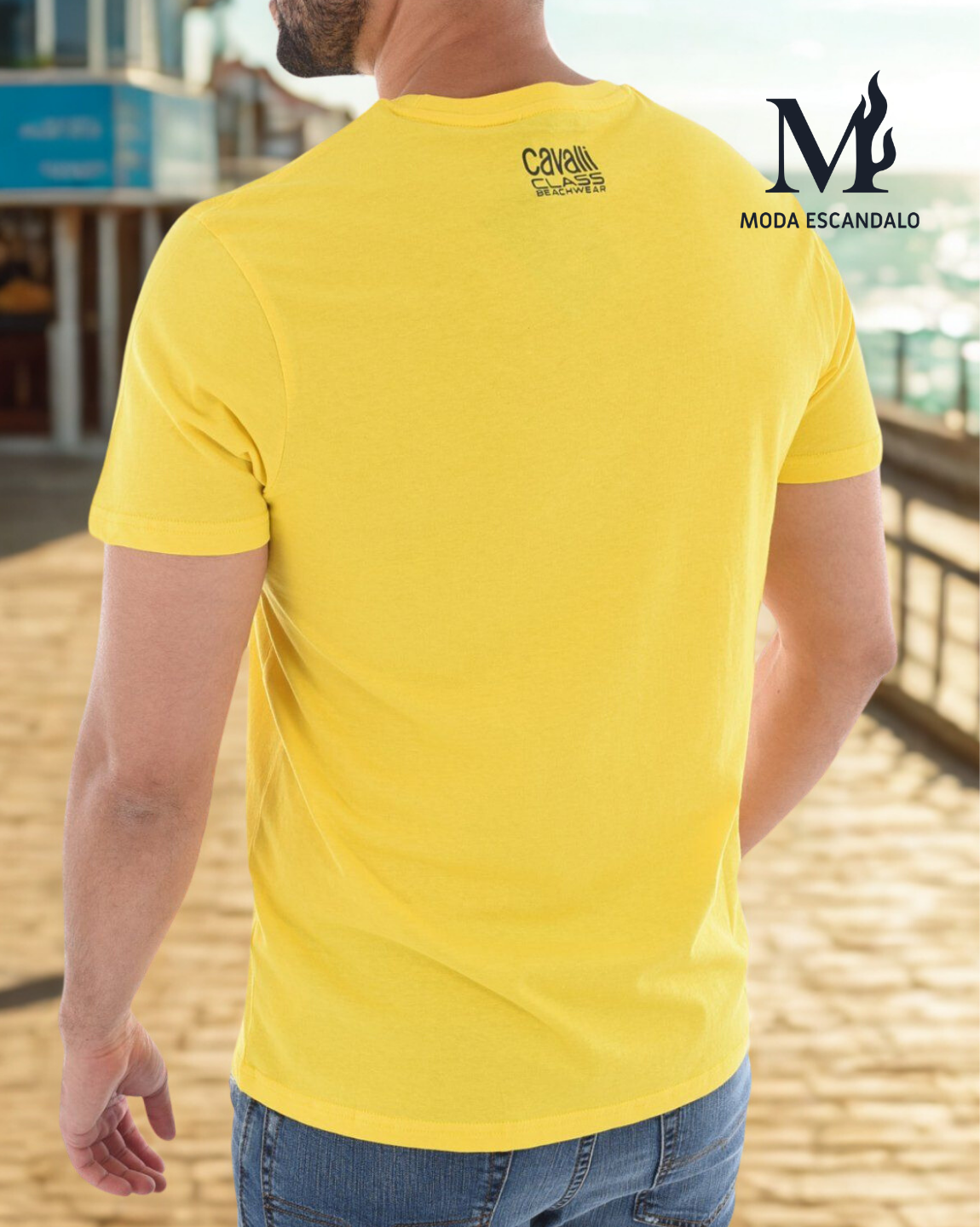 Camiseta Roberto Cavalli Class Estampada Amarilla
